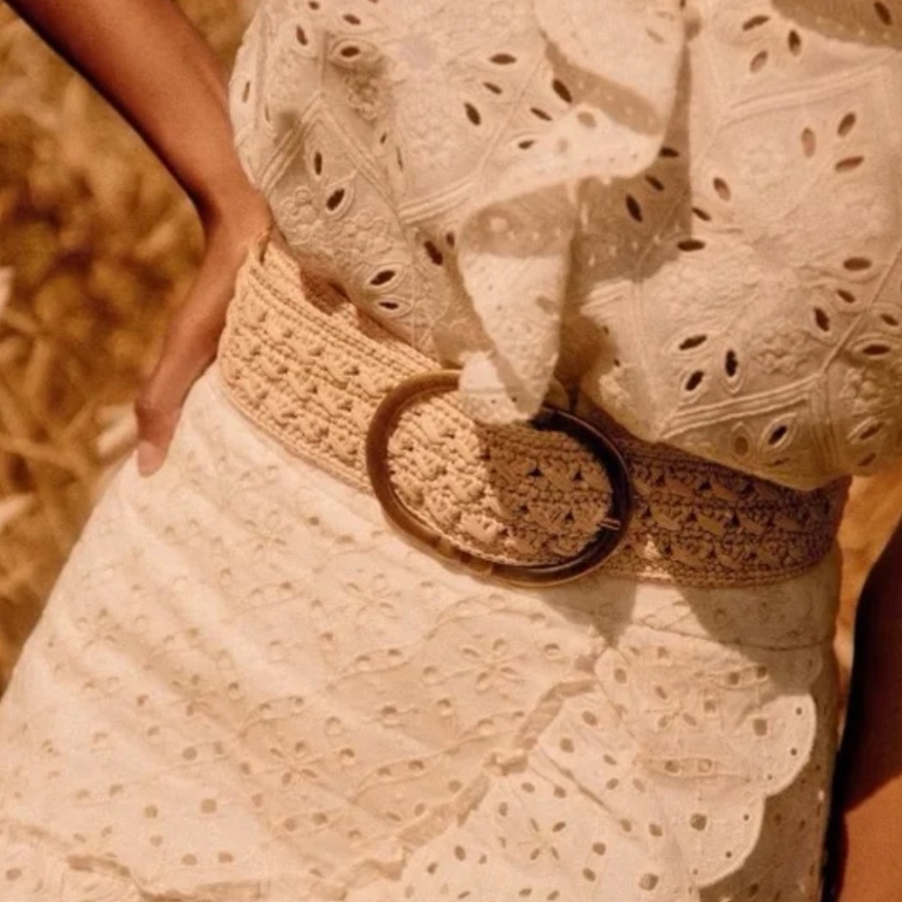 NWOT Sezane Fetiche Belt Natural Raffia 90
